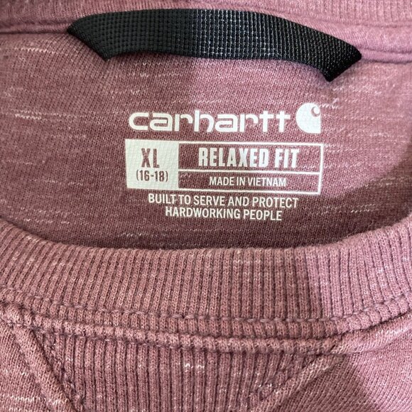 CARHARTT Pullover Sweatshirt XL Heavy Weight Fleece Maroon Crew Neck - Picture 8 of 8